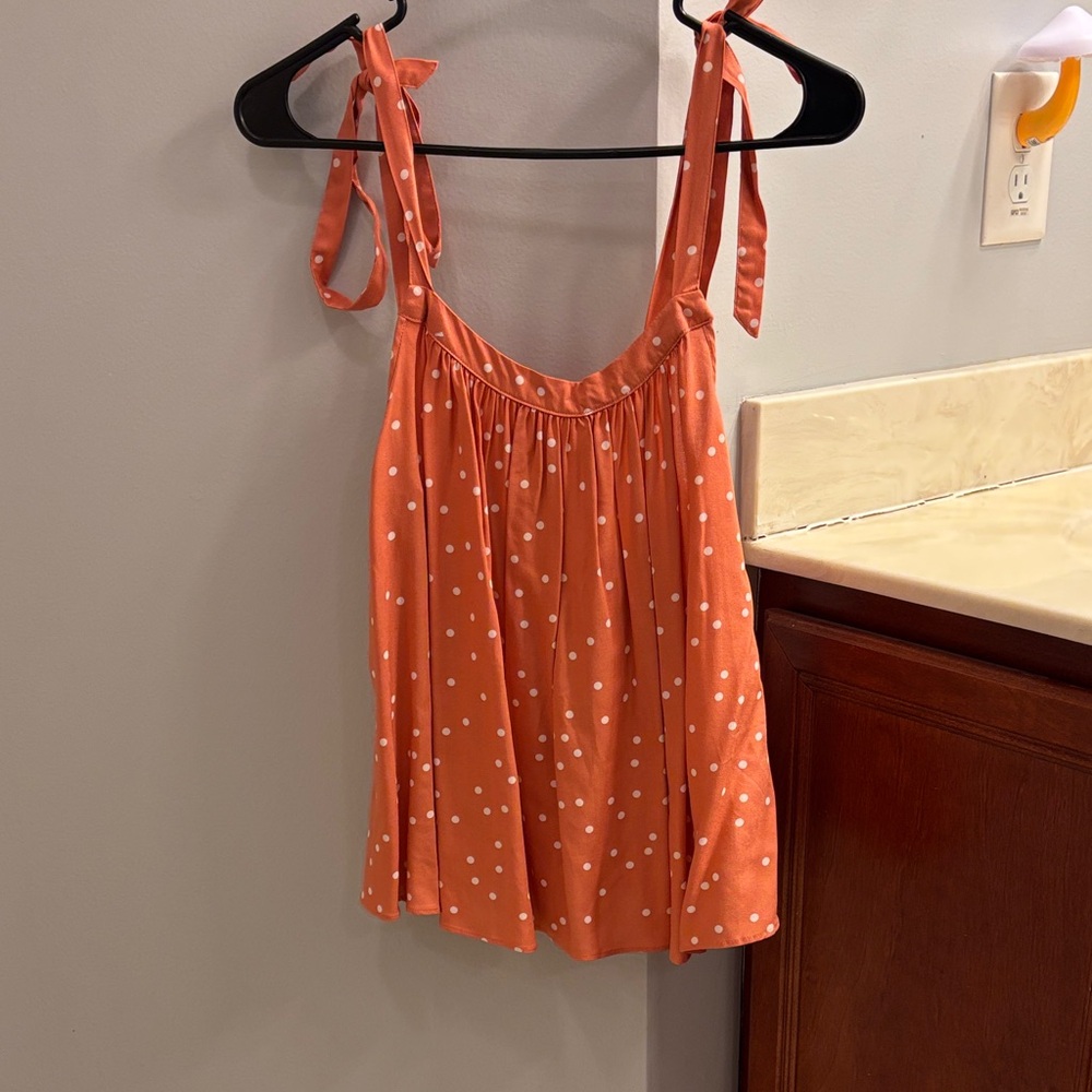Papaya Orange Polka Dot Tie-Strap Camisole